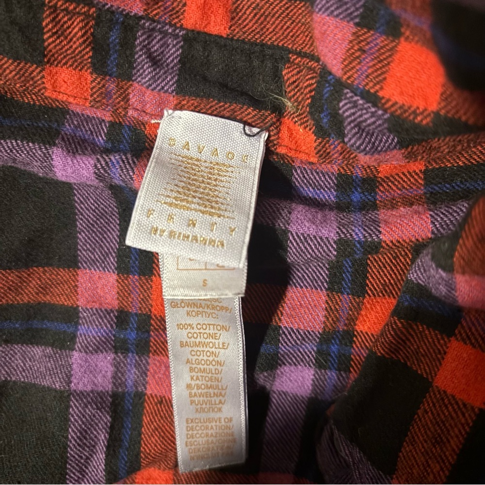 Savage X Fenty Plaid Pajama Shirt and Bra Set - Picture 4 of 5